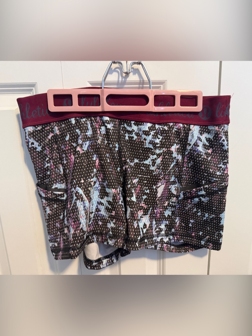 lululemon athletica Burgundy Black Multicolor Printed Athletic Shorts